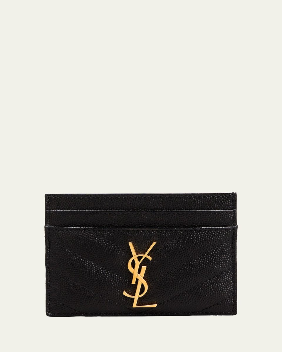 YSL Monogram Card Case in Grained Leather